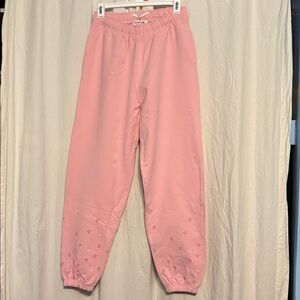 CHRLDR Pink Adult Sweatpants with Heart Accents Xs. Inseam 28.5”